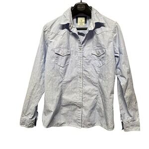 Panhandle Rough Stock women's Blue Striped Western Pearl Snap Shirt‎ M